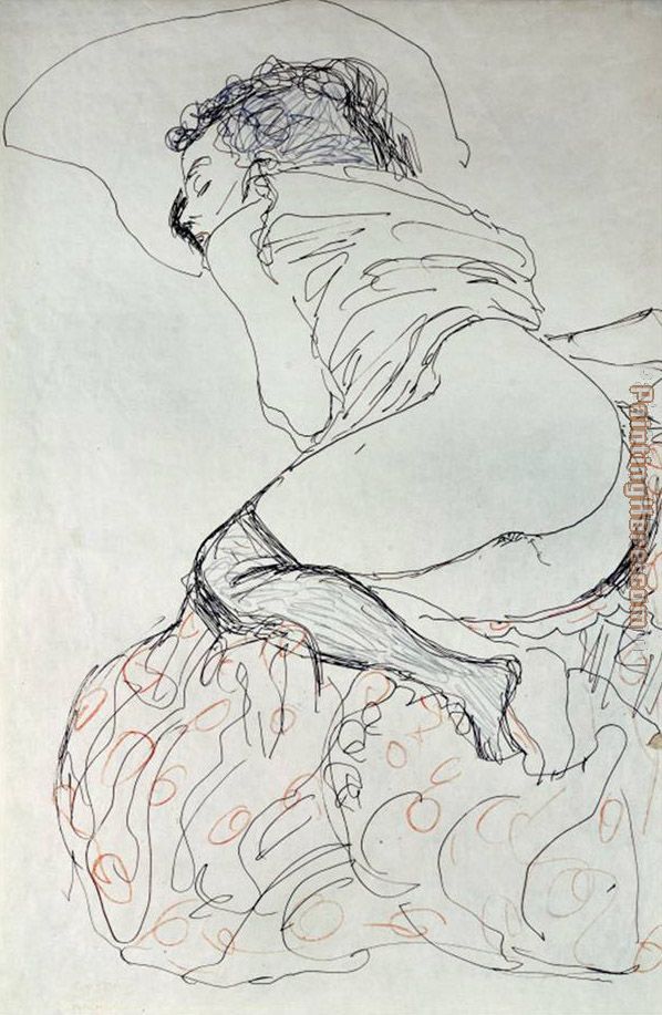Gustav Klimt Female Nude, Turned to the Left